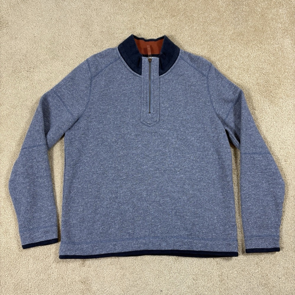 Carbon 2 Cobalt Pullover Mens M Blue Gray 1/4 Zip Sweater Cotton Stretch Casual